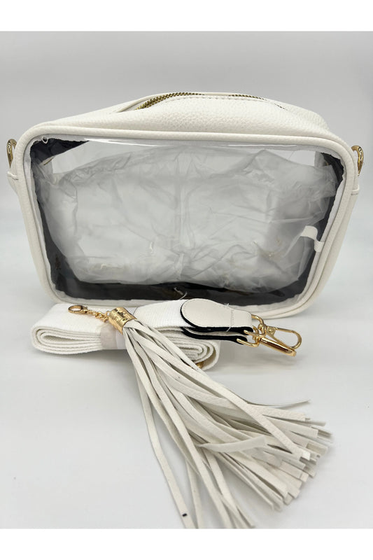 Clear Crossbody with Leather Bag