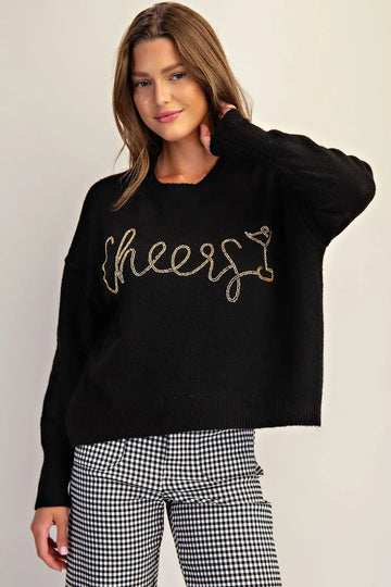 Cheers Beaded Long Sleeve Sweater By Eesome