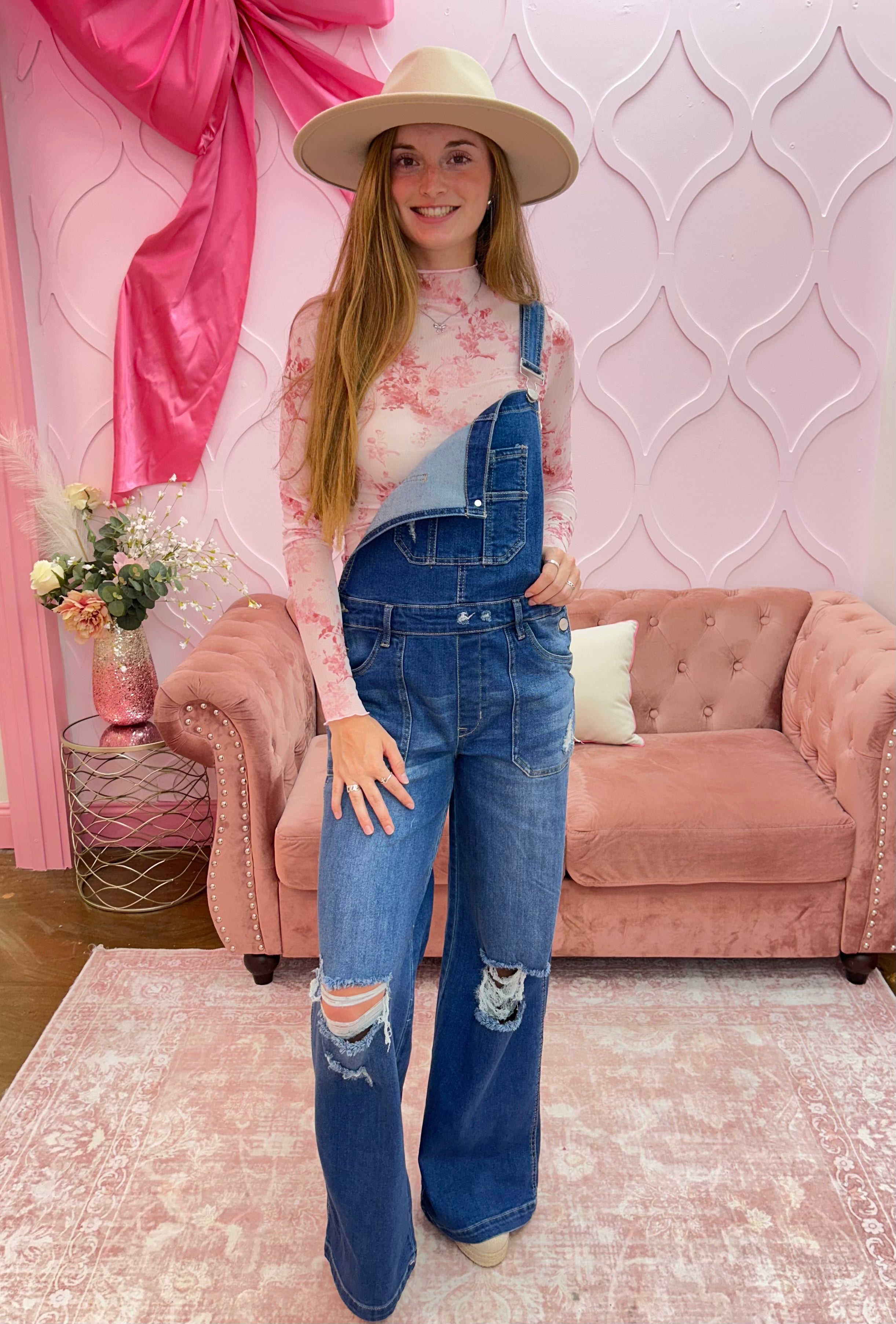 Front Patch Pocket Wide Leg Overalls By Risen