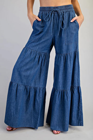 Easy Days Mineral Wash Tiered Wide Legs By Eesome