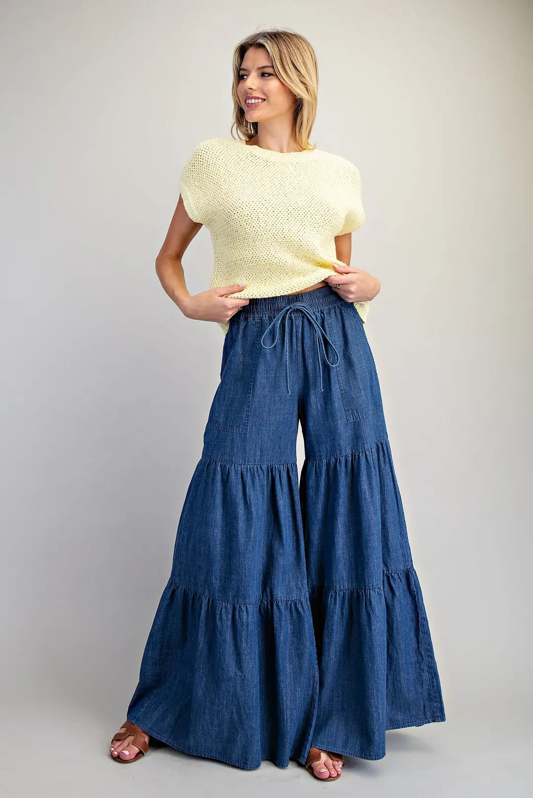 Easy Days Mineral Wash Tiered Wide Legs By Eesome