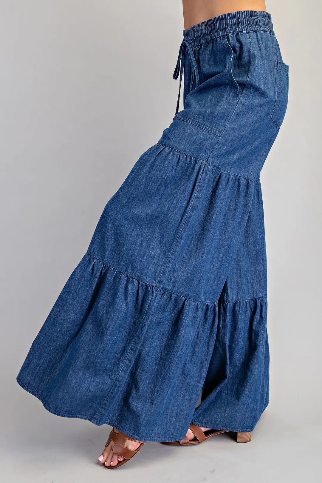 Easy Days Mineral Wash Tiered Wide Legs By Eesome