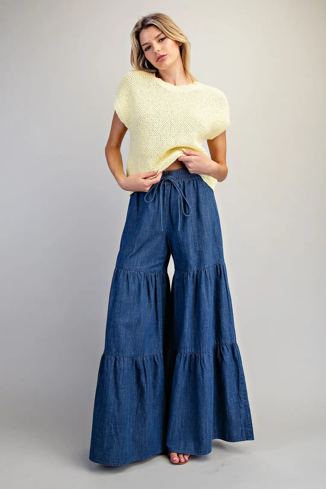 Easy Days Mineral Wash Tiered Wide Legs By Eesome