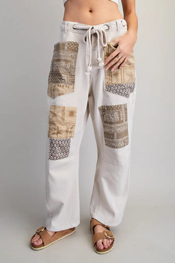 Sandy Patchwork Boho Wide Leg Pants By Eesome