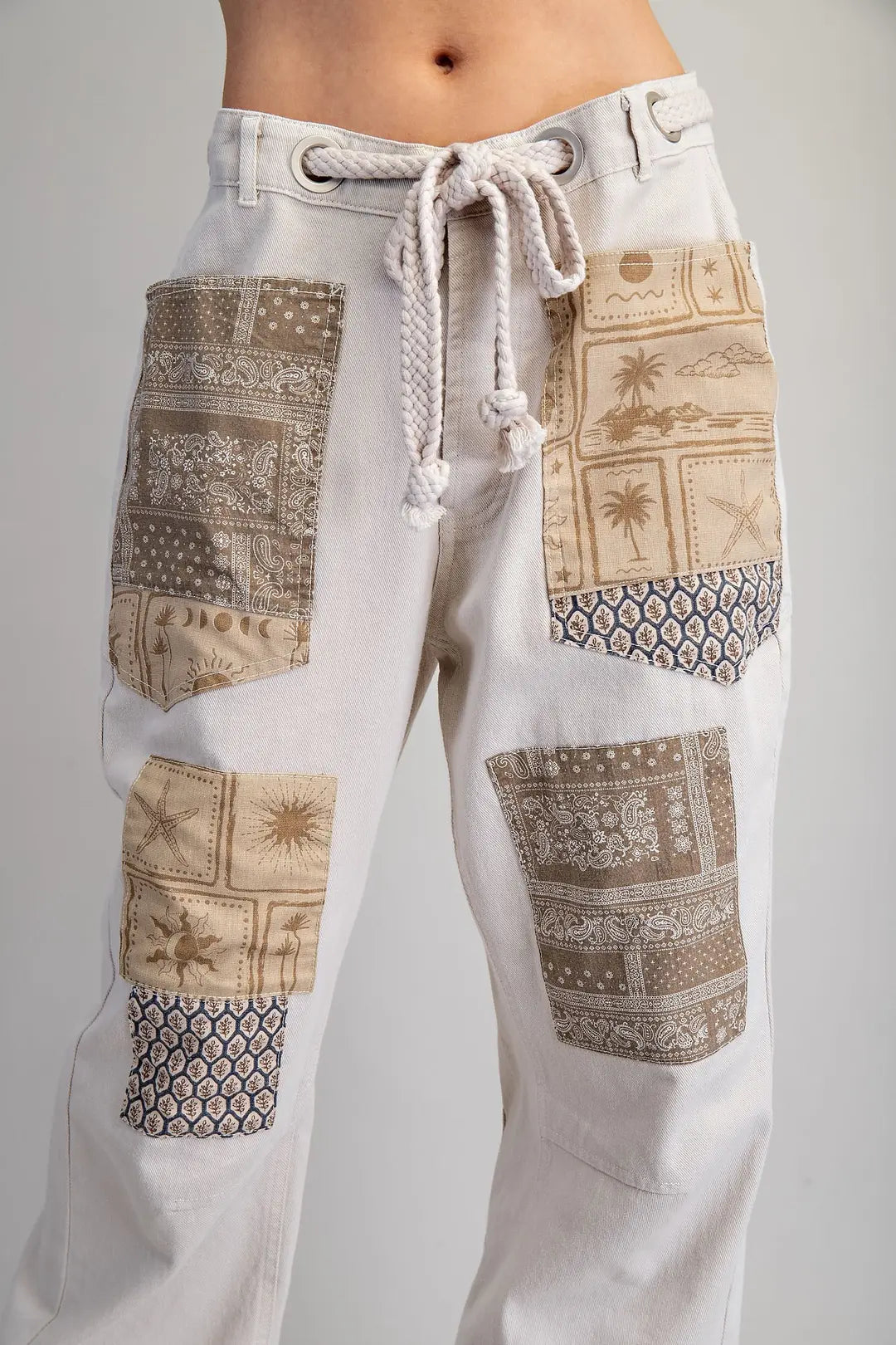 Sandy Patchwork Boho Wide Leg Pants By Eesome