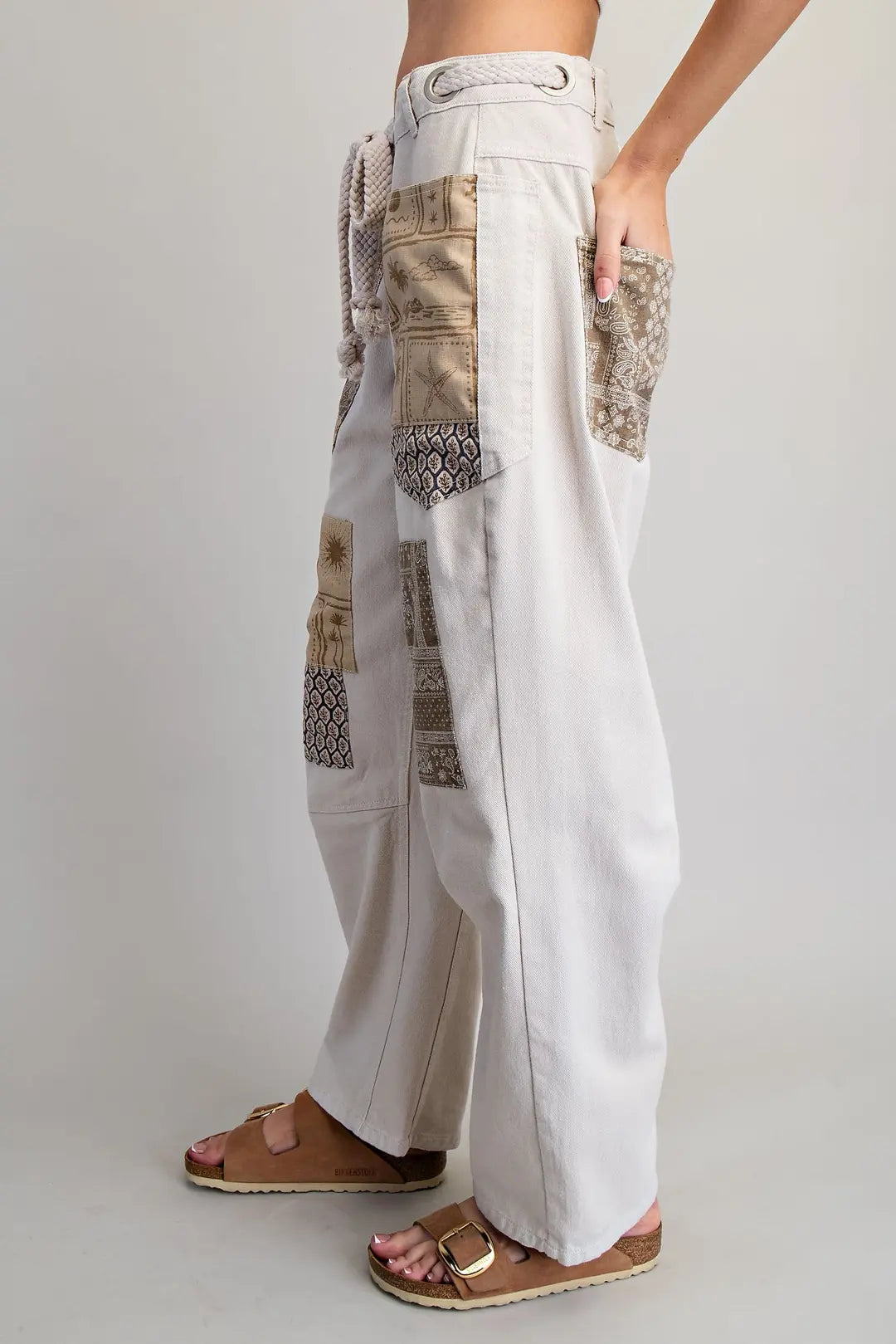 Sandy Patchwork Boho Wide Leg Pants By Eesome