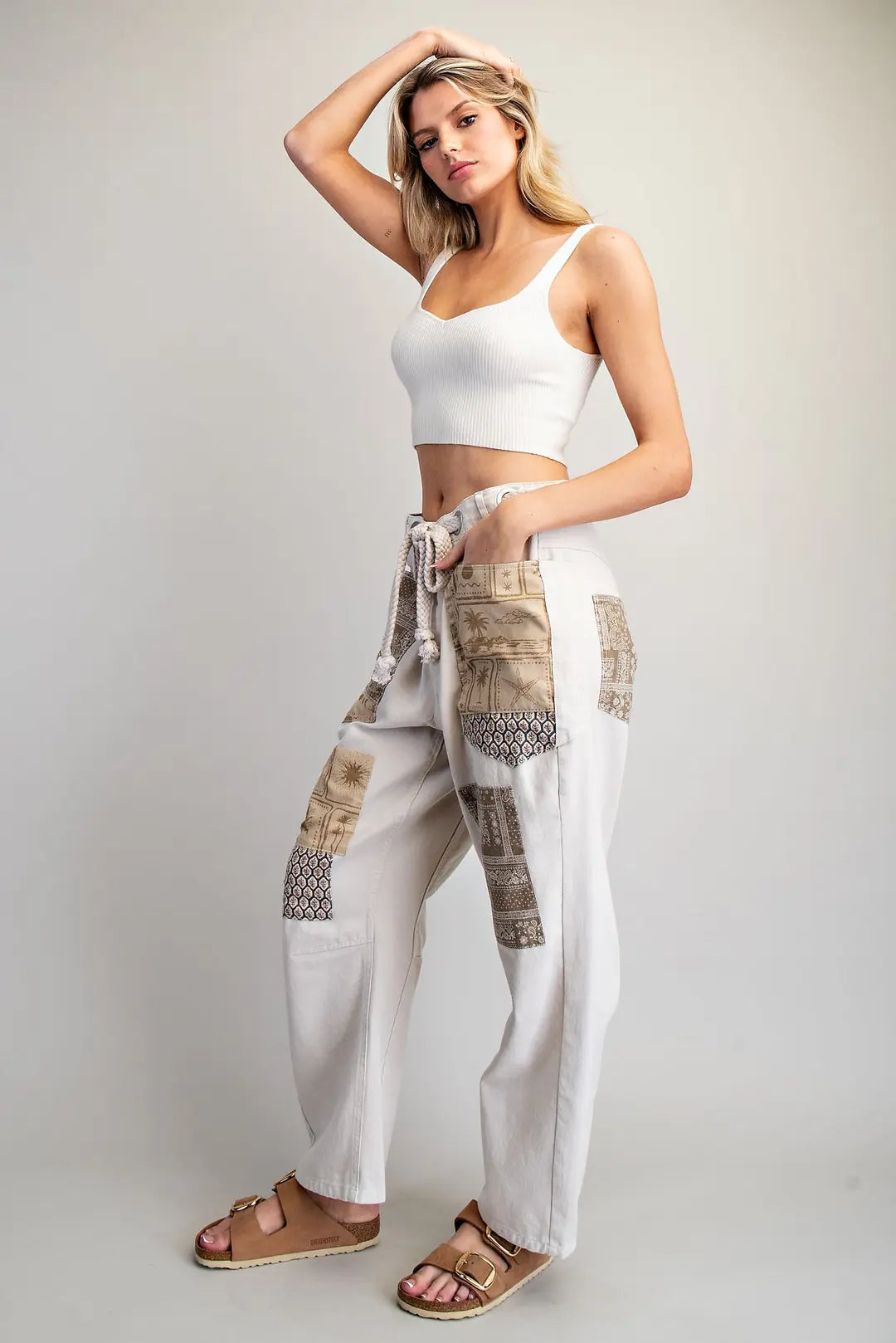 Sandy Patchwork Boho Wide Leg Pants By Eesome