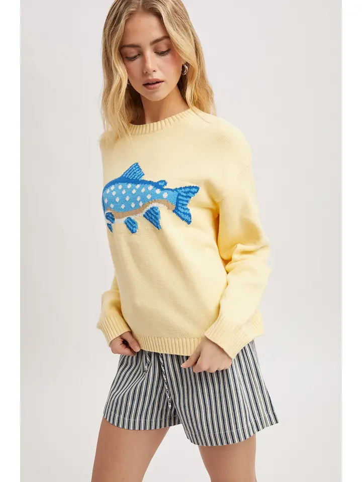 Seaside Catch Fish Knit Sweater By Wishlist