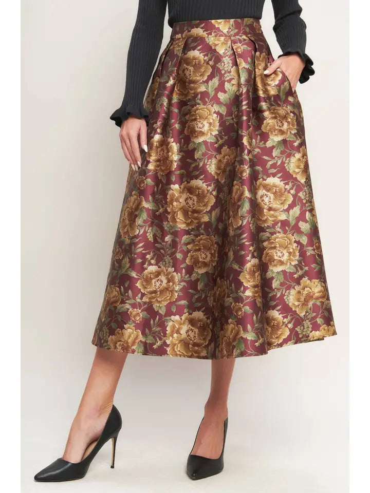 A Printed Woven Full Midi Skirt By Flying Tomato