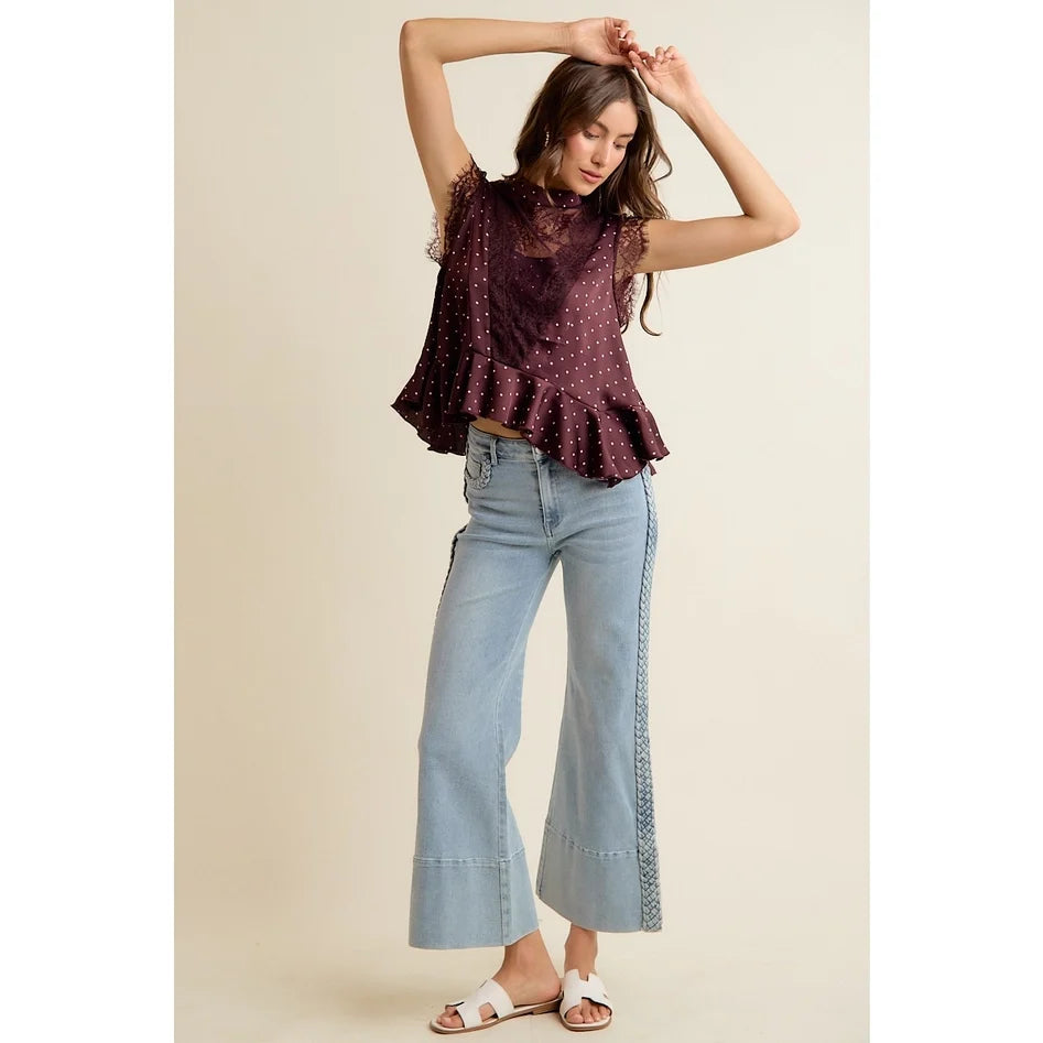 Merlot Moments Satin Blouse By So me