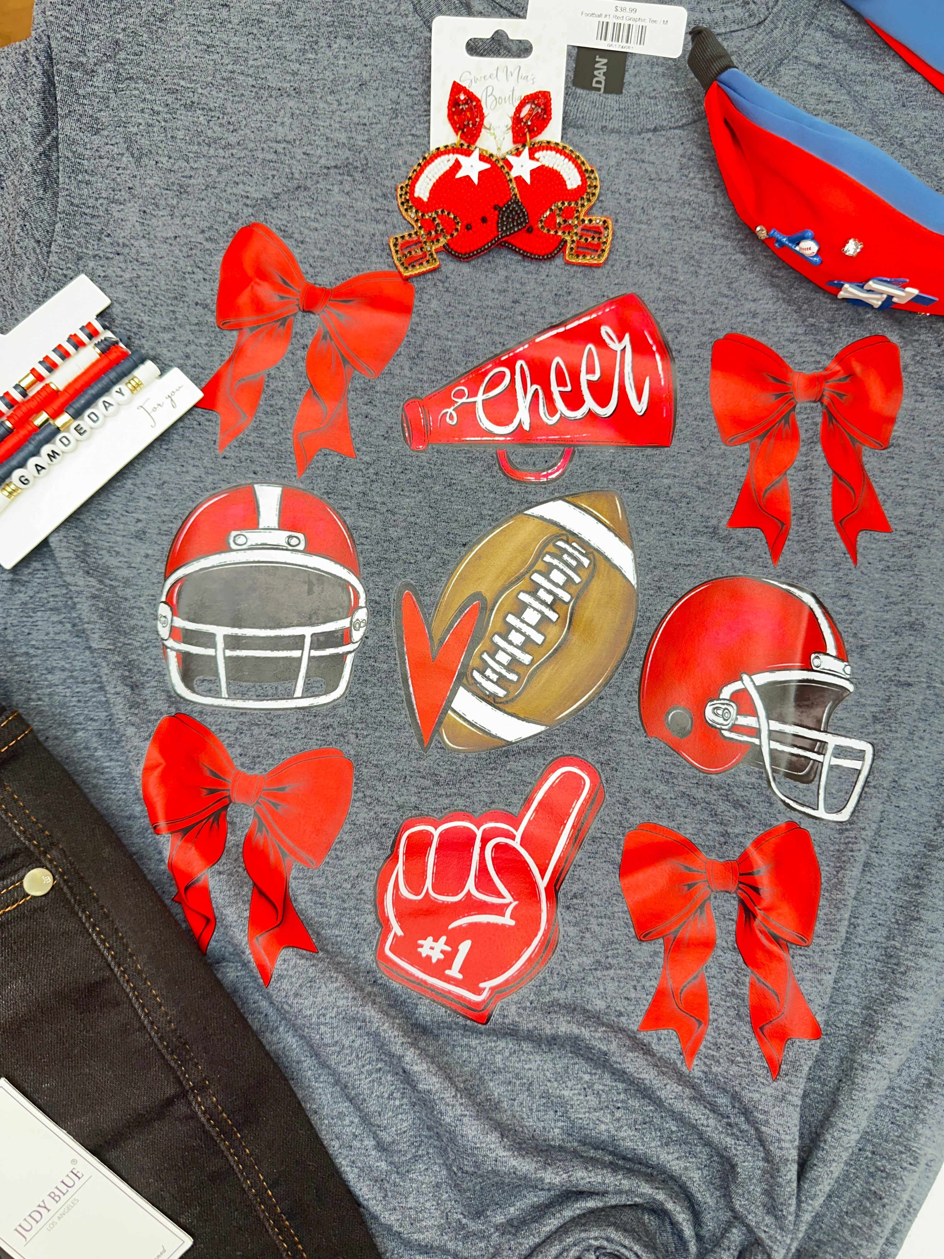 Football #1 Red Graphic Tee