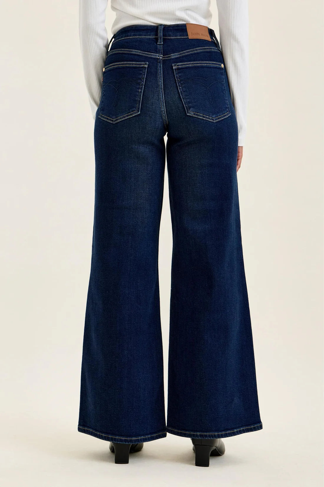 Judy Blue High Waist Lux Dark Twighlight Retro Wide Leg Denim Jeans 82748