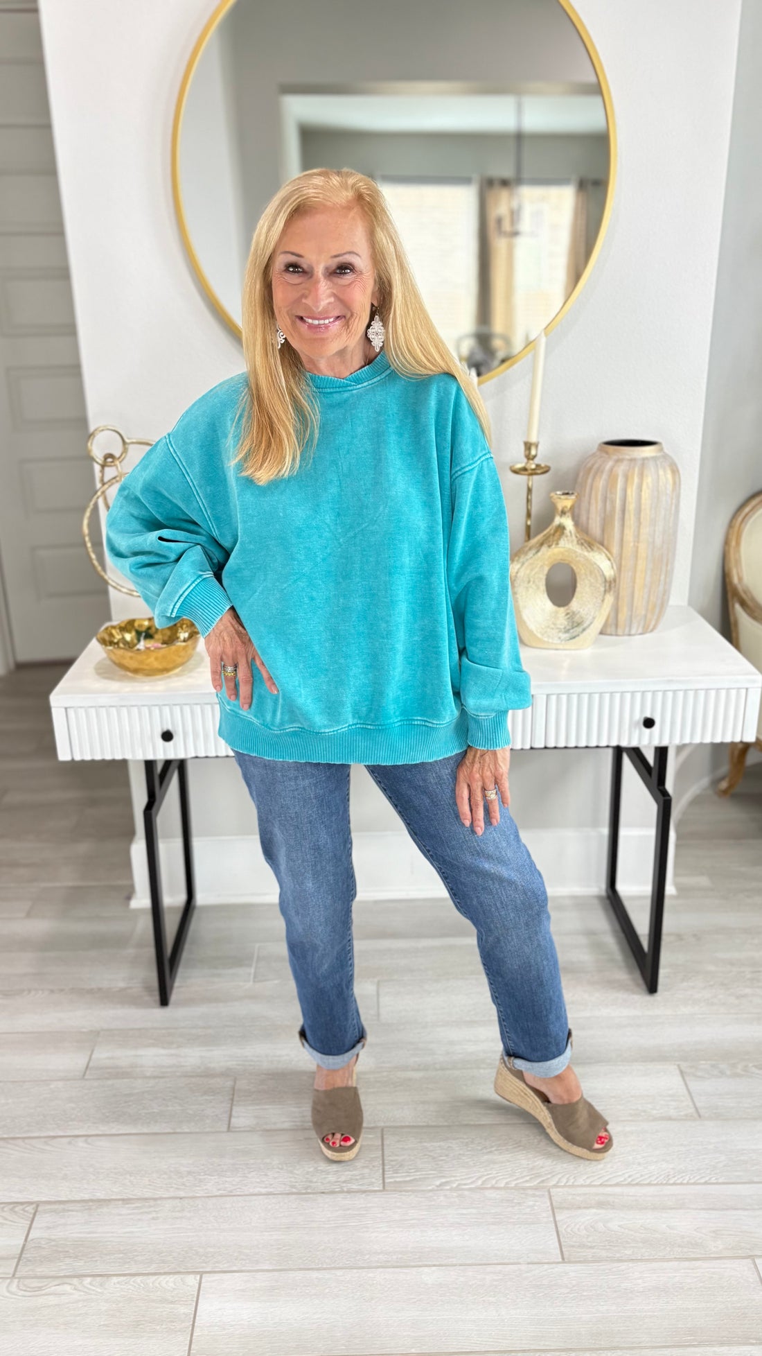 Acid Wash Oversized Fleece Pullover By Zenana