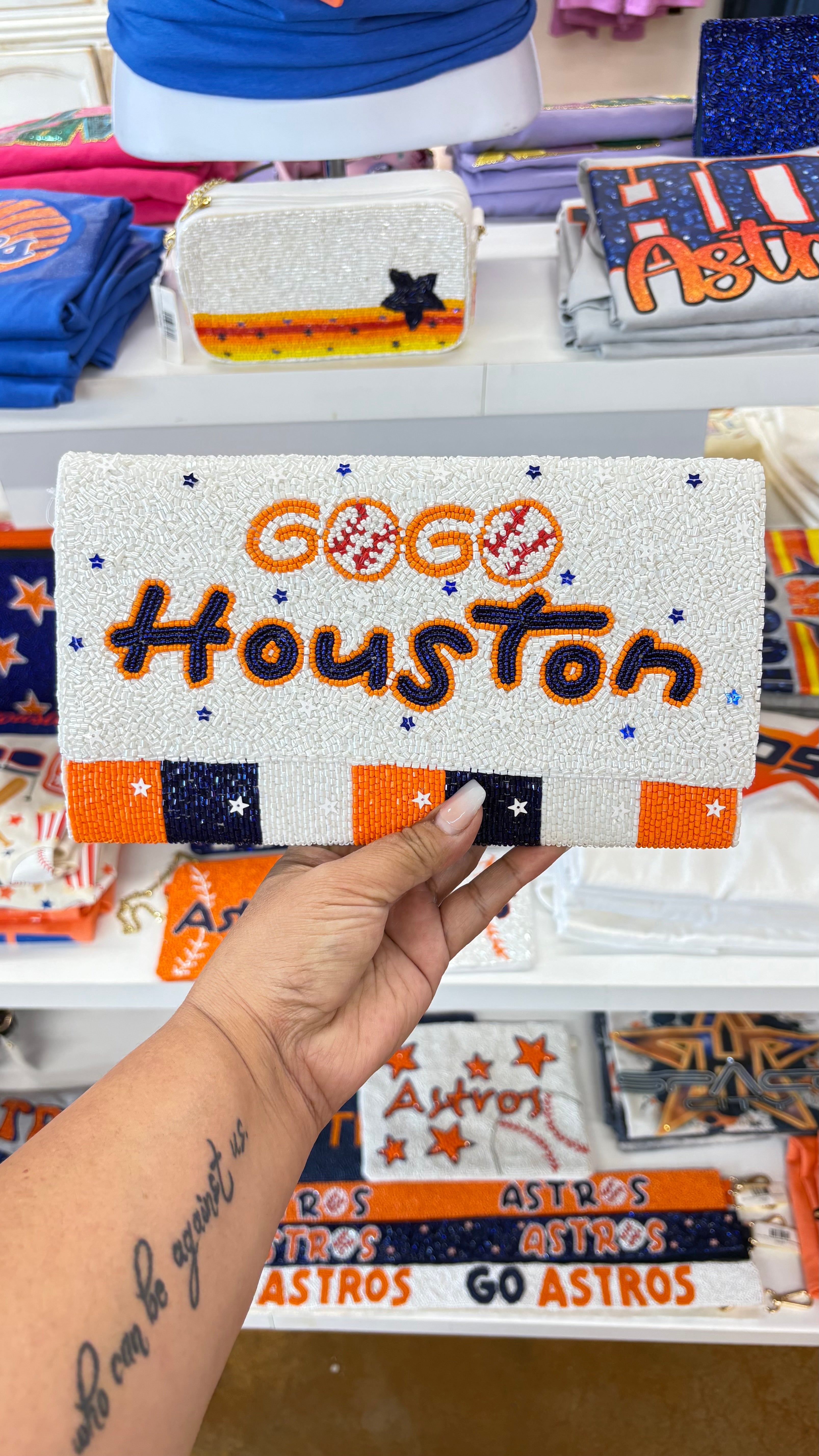 GoGo Baseball Beaded Crossbody Purse