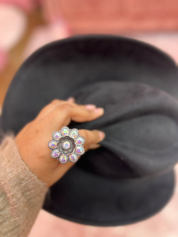 Western Floral Turquoise Gemstone Cuff Ring