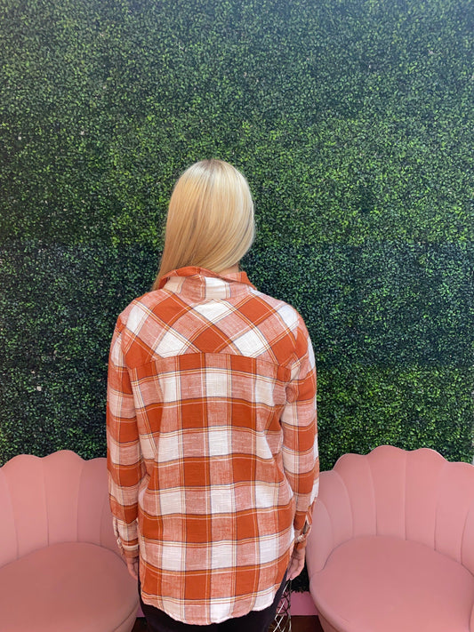 Cotton Plaid Shacket with Front Pocket