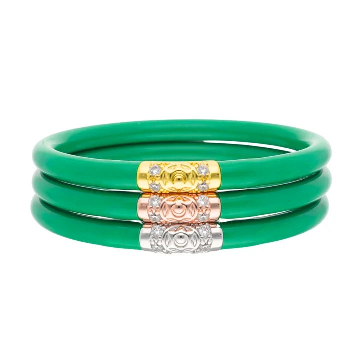 BuDhaGirl Three Kings All Weather Bangles in Kelly Green -Set of Three
