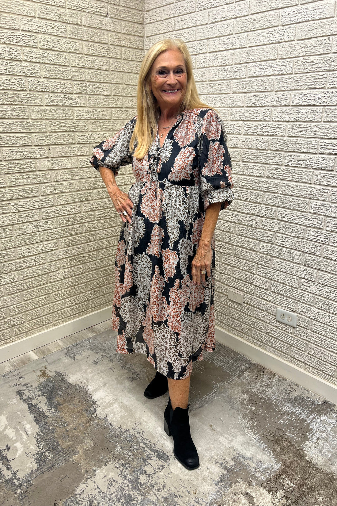 Paisley Print Midi Dress with Ruffle Sleeves By Umgee