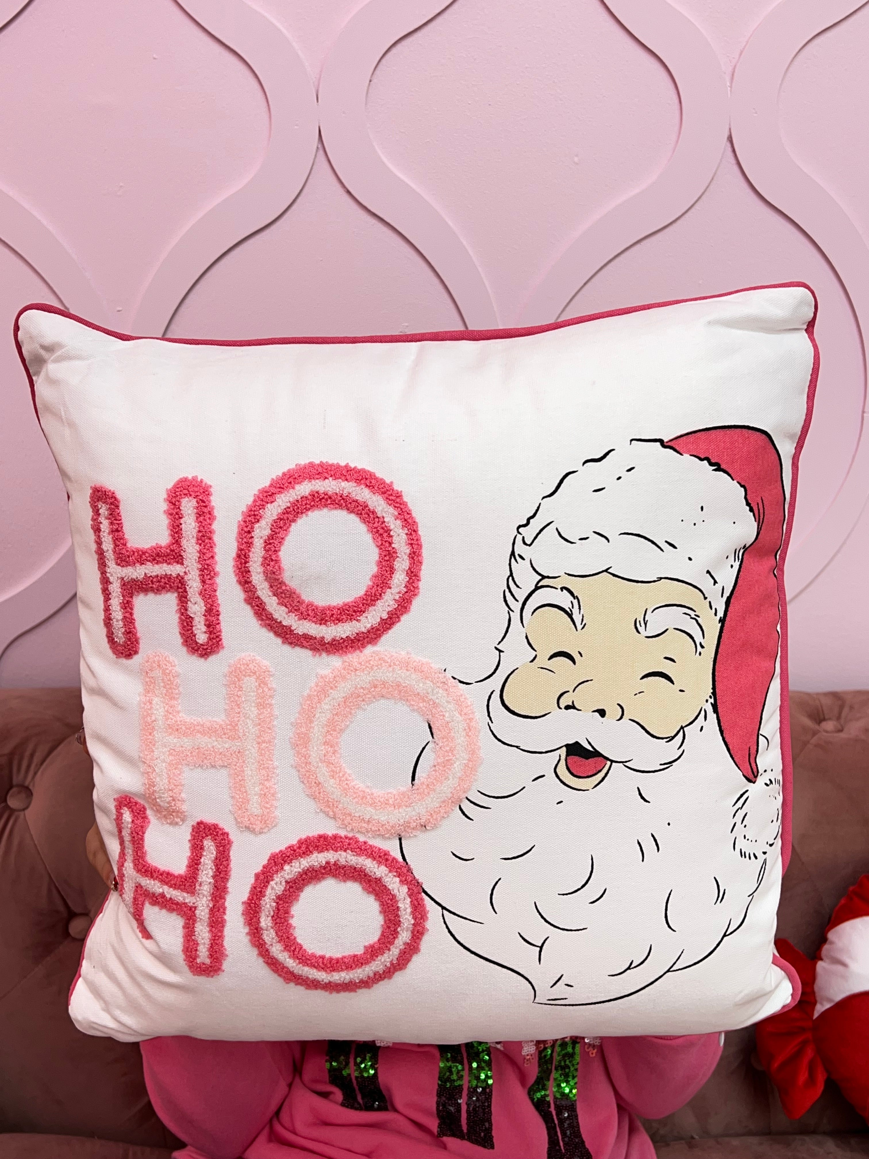 Hohoho Santa Pillow Soft White/Pink