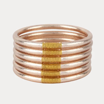 BuDhaGirl Champagne All Weather Bangles® (Set of 6) - Serenity Prayer