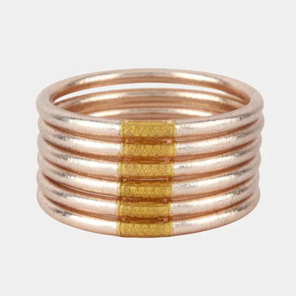 BuDhaGirl Champagne All Weather Bangles® (Set of 6) - Serenity Prayer