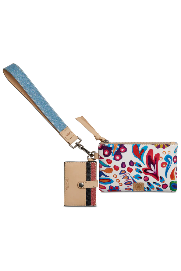 Wristlet with blue glitter