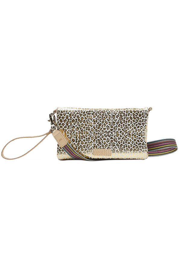 Kit Foiled leather exterior with gold jag print 
