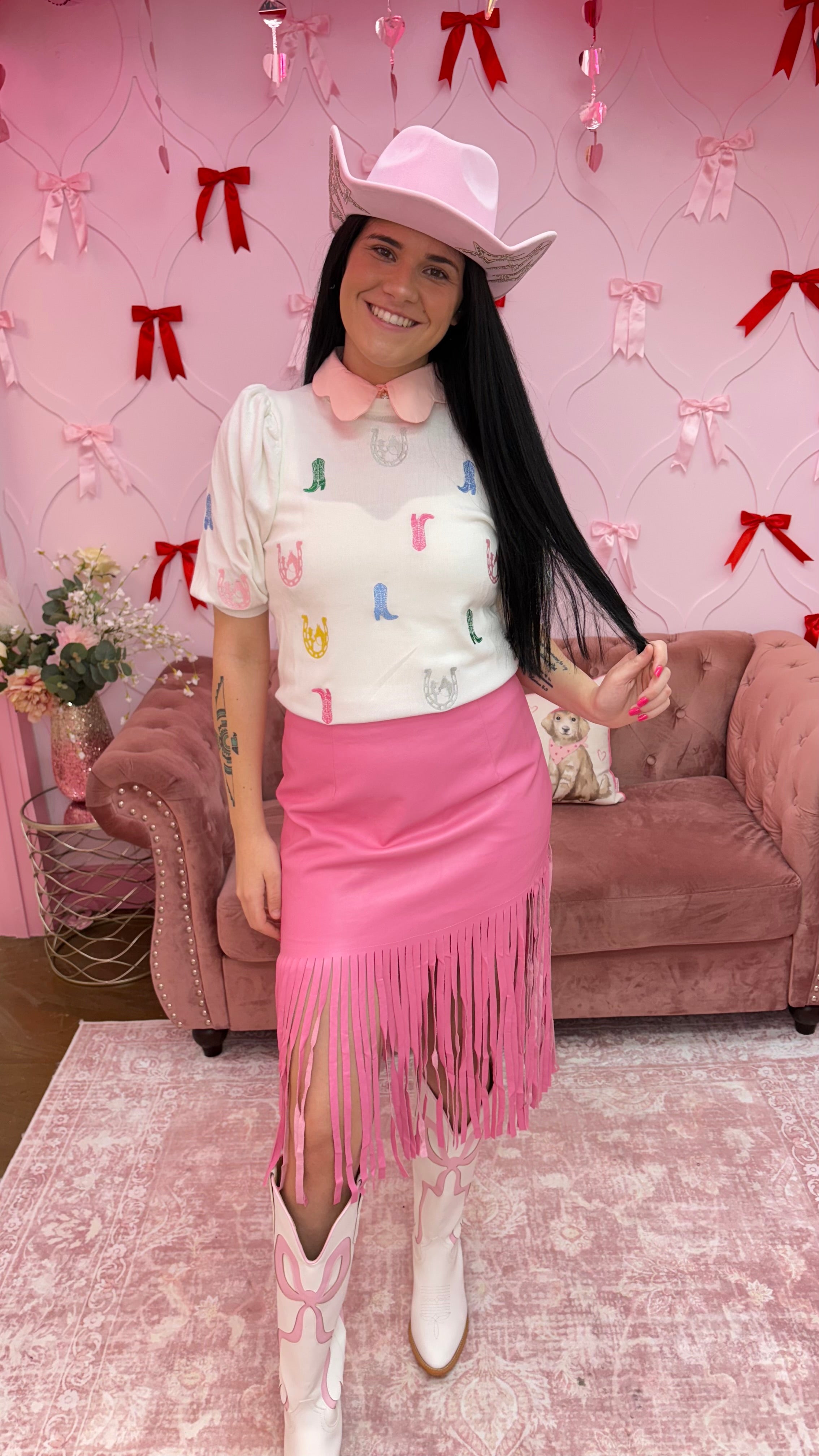 Sweater Knit Western Boots Horseshoe Top