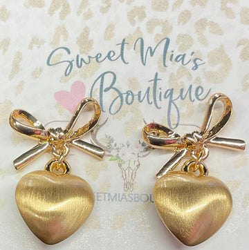 Gold Coquette Heart Earrings