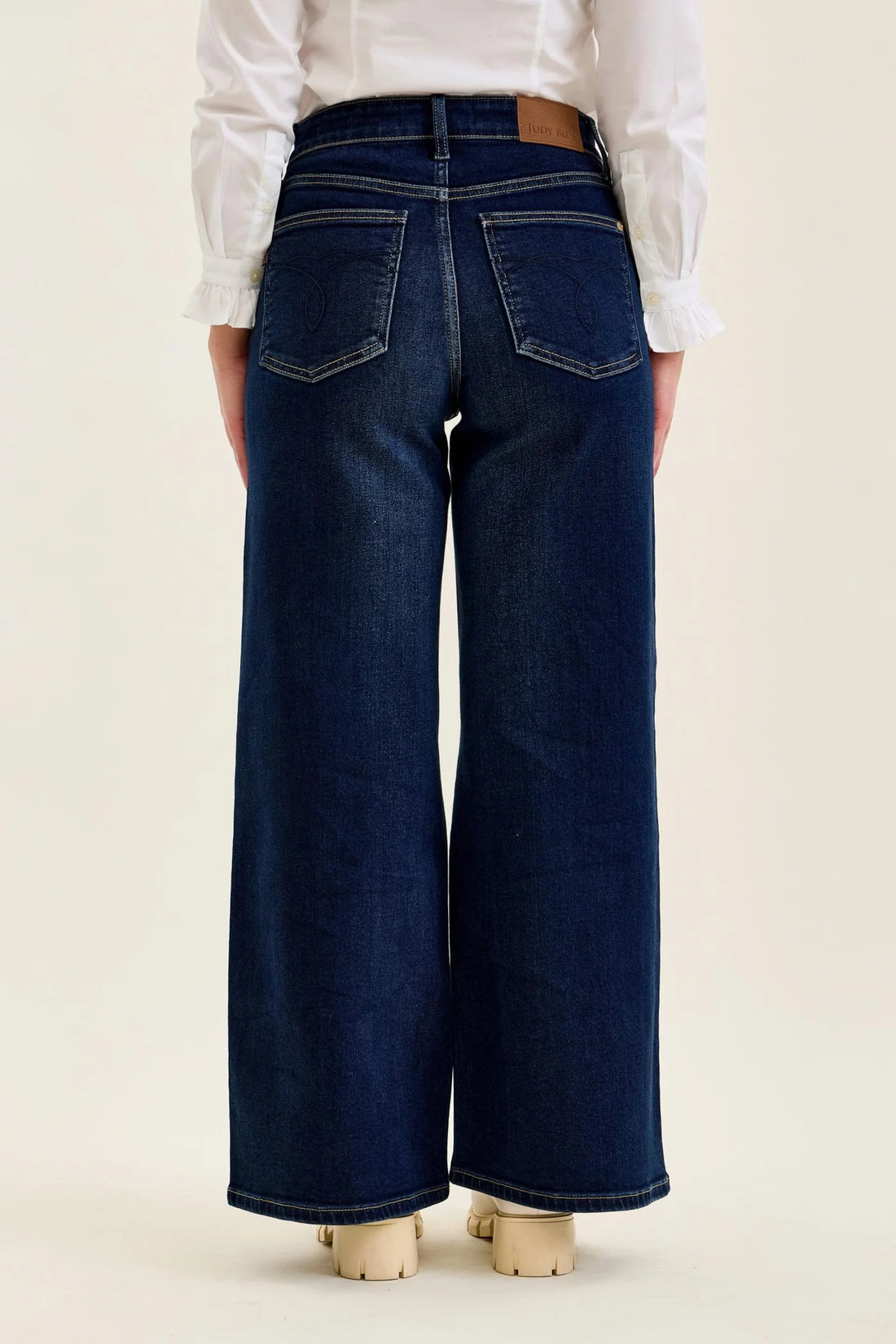 Petite- Judy Blue High Waist Lux Dark Twighlight Retro Wide Leg Denim Jeans 82748