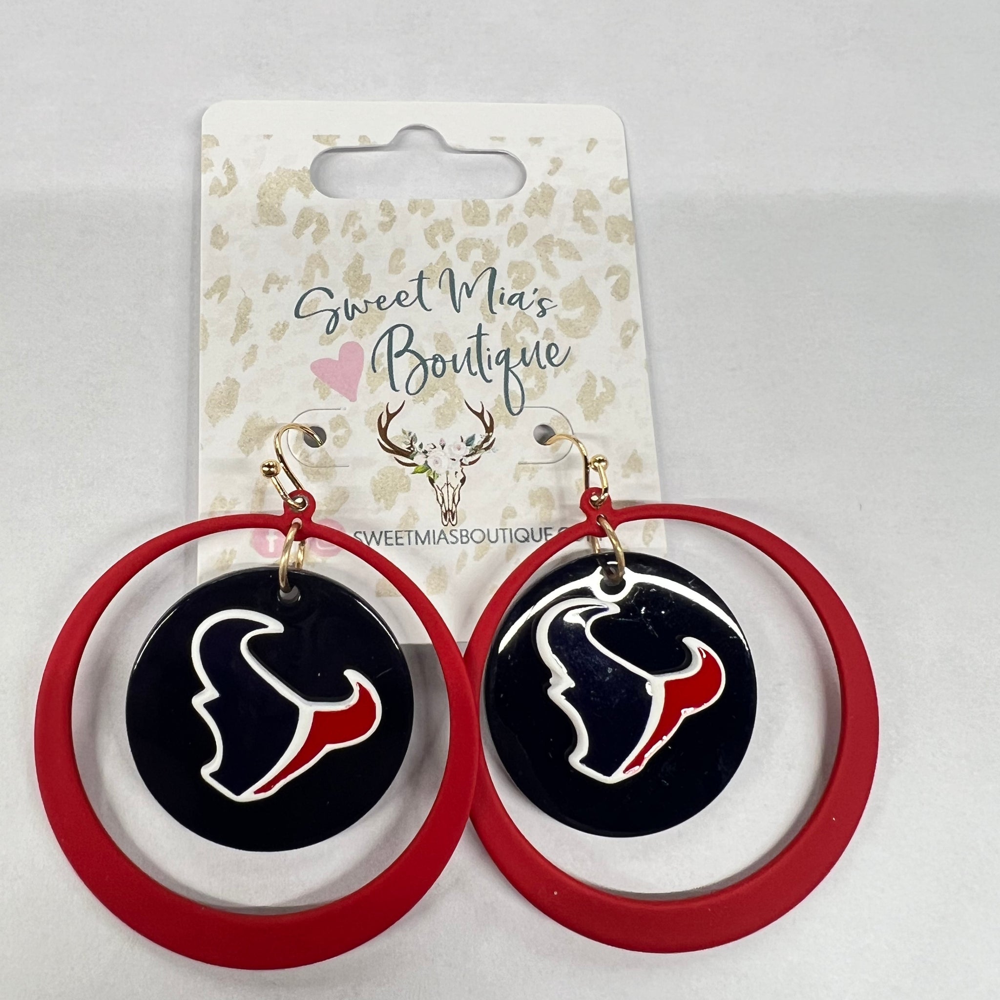 Bull Double Circle Football Earrings