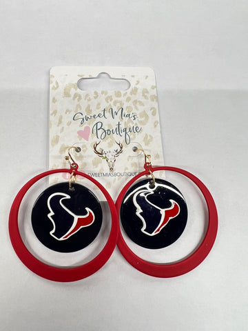 Bull Double Circle Football Earrings