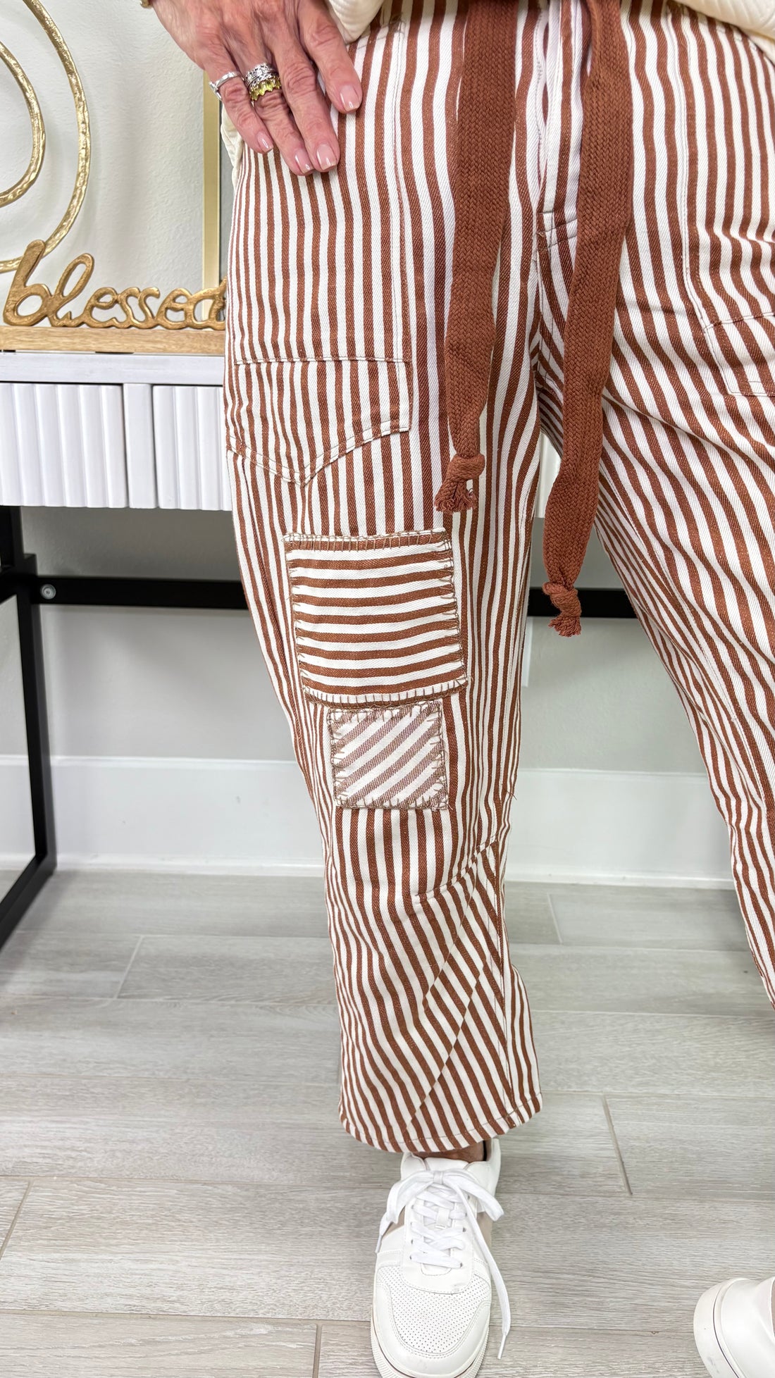 Striped Patchwork Barrel Pants By Eesome