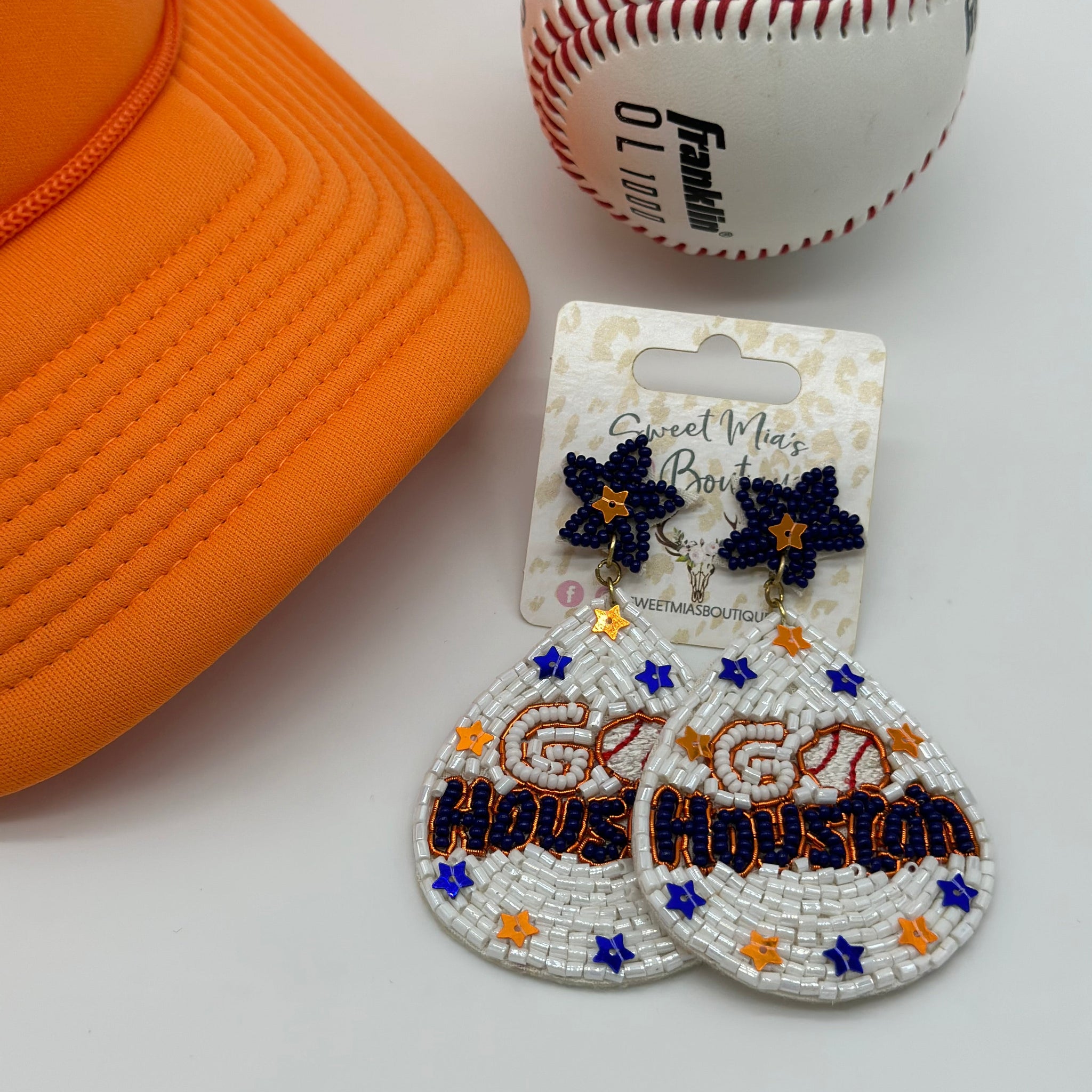 H-town Baseball Team Go stros Earrings