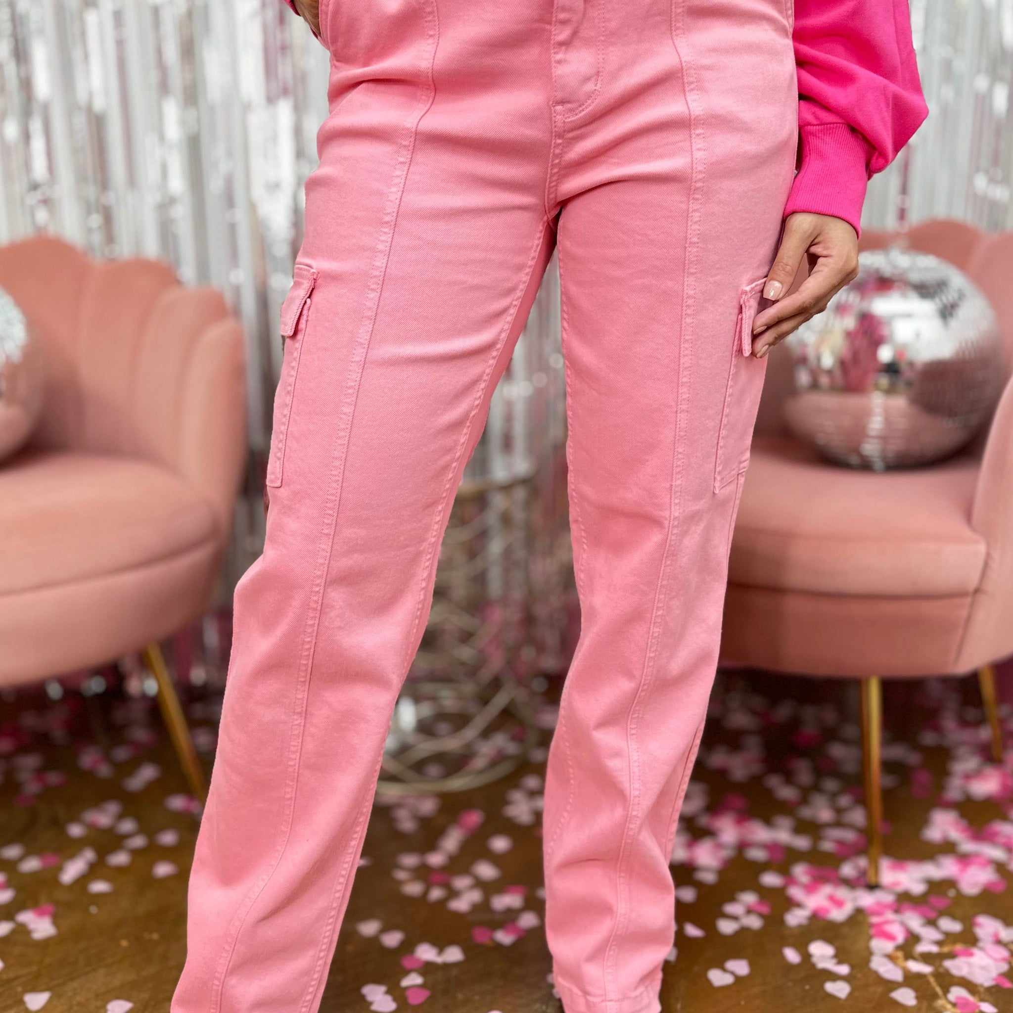 Judy Blue High Waist Pink Cargo Jeans