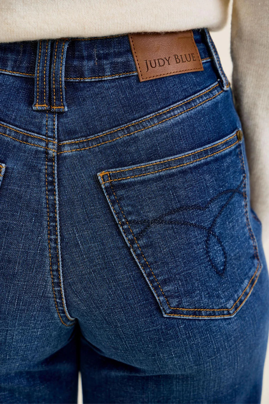 Judy Blue High Waist Tummy Control Deep Indigo Claudia Ankle Wide Leg Denim Jeans 881187