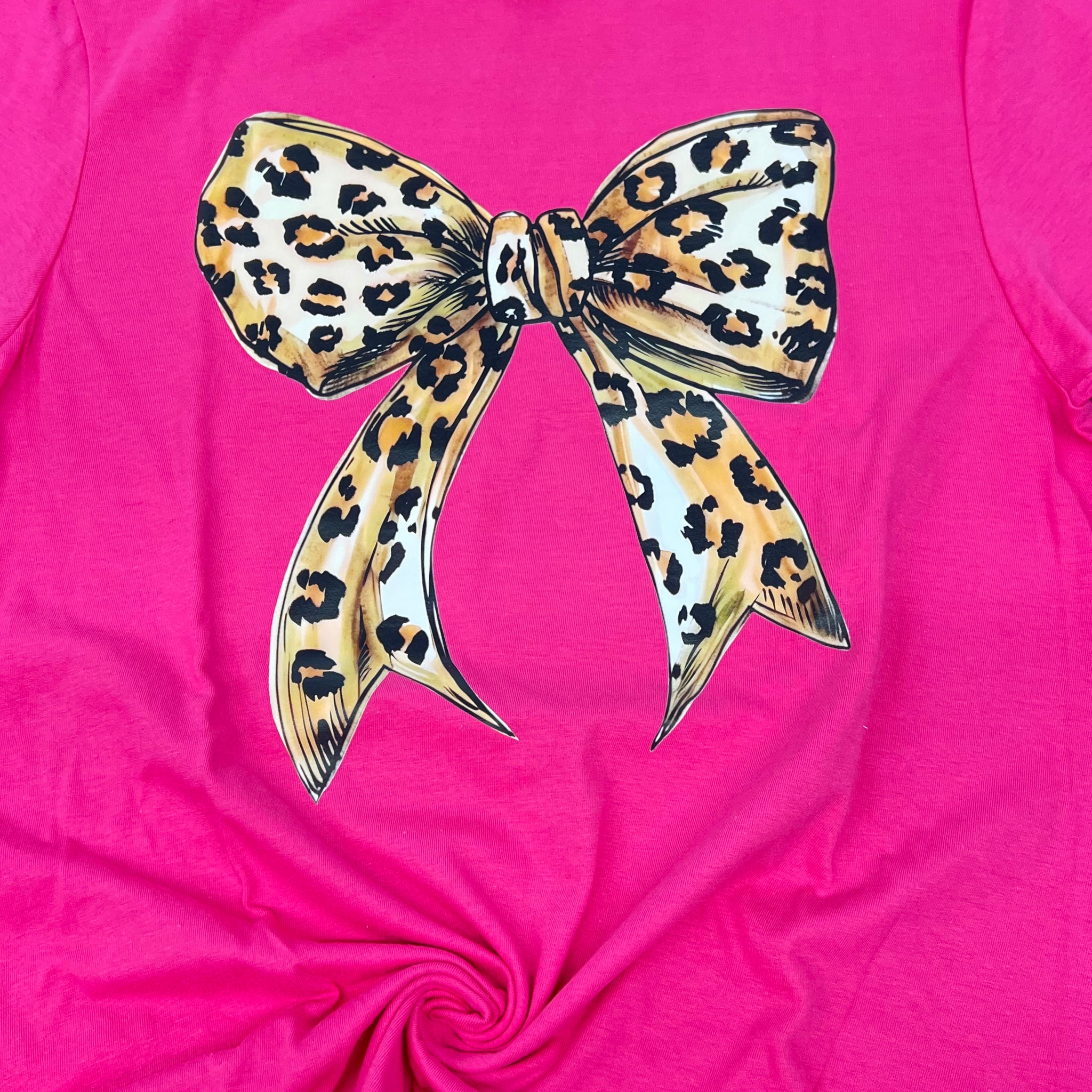 Cheetah Bow Hot Pink Graphic Tee