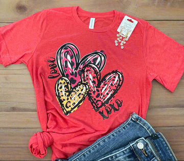 Love XOXO Heather Red Graphic Tee