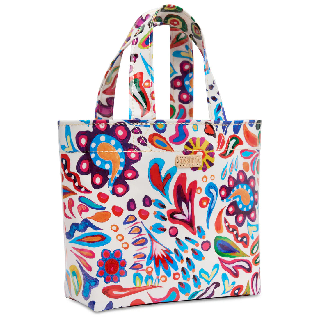 Colorful artist print tote bag with vibrant floral and abstract designs, made of durable material, perfect for daily essentials, SKU: 12345