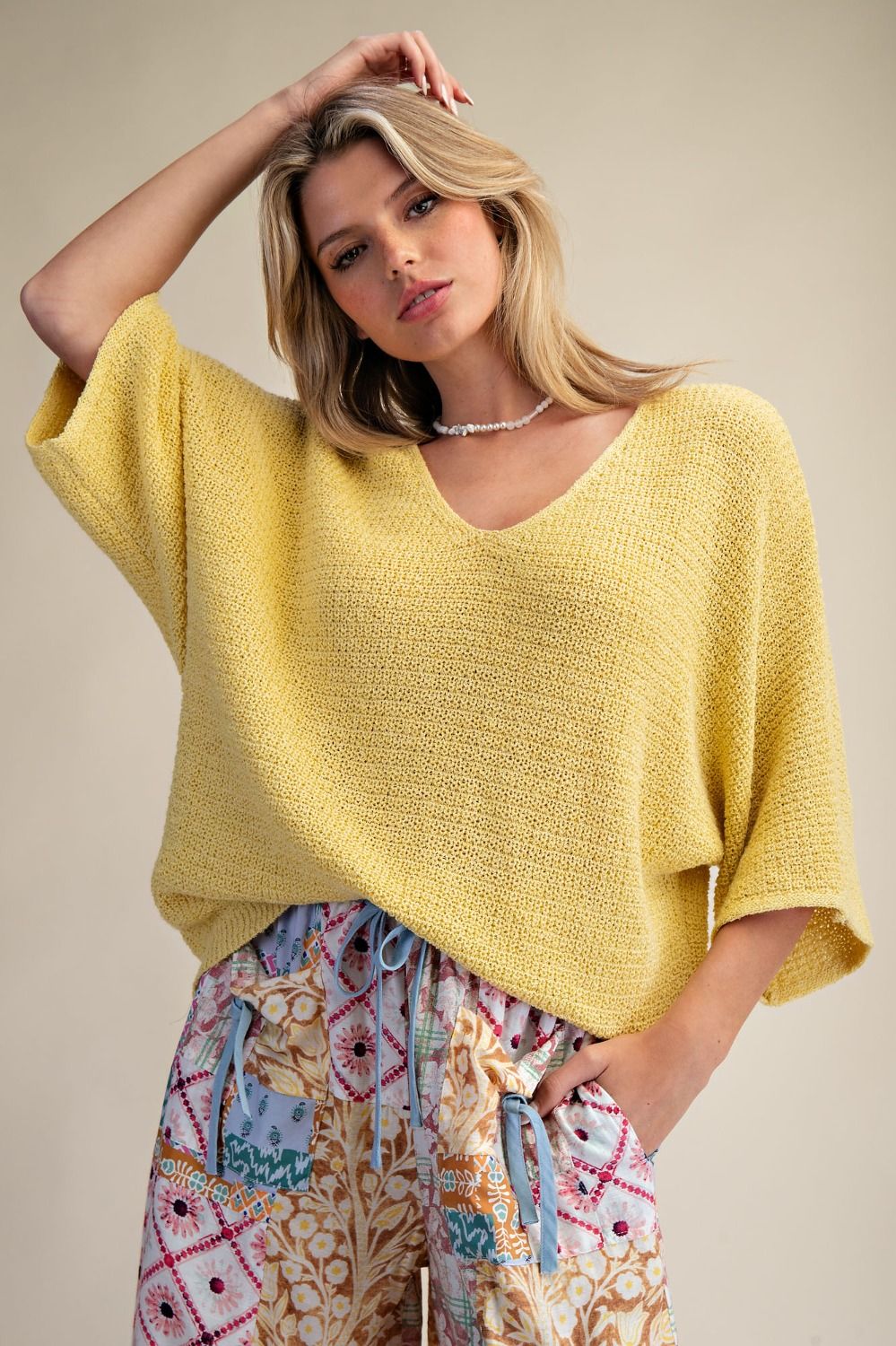 Textured knit top with an oversized fit for casual everyday wear