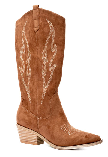 Hey Girl by Corkys  Headliner - Tobacco Faux Suede Boots