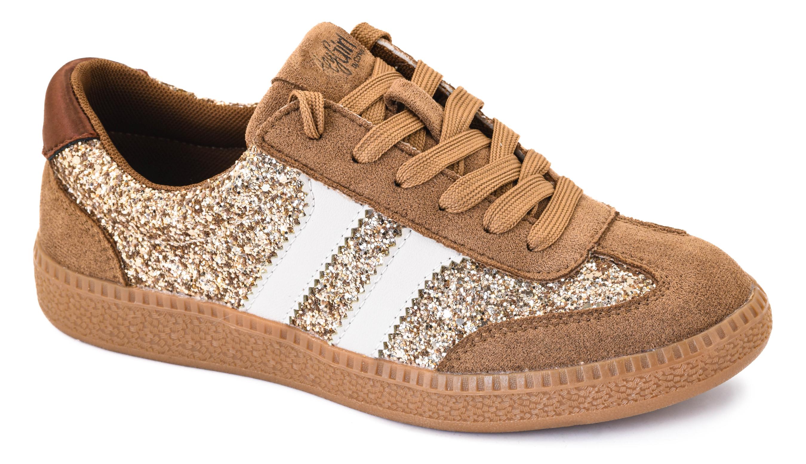 Women’s brown gold shimmer sneaker 