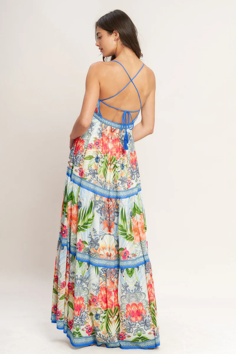 Fresh Botanical Scale Woven Maxi Dress By Flying Tomato