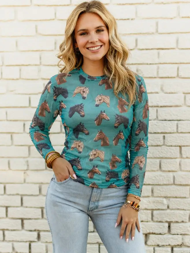 Midnight Mustang Mesh Top By Turquoise Haven