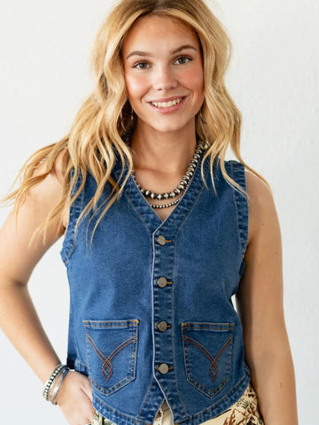 Blue Denim Vest By Turquoise Haven