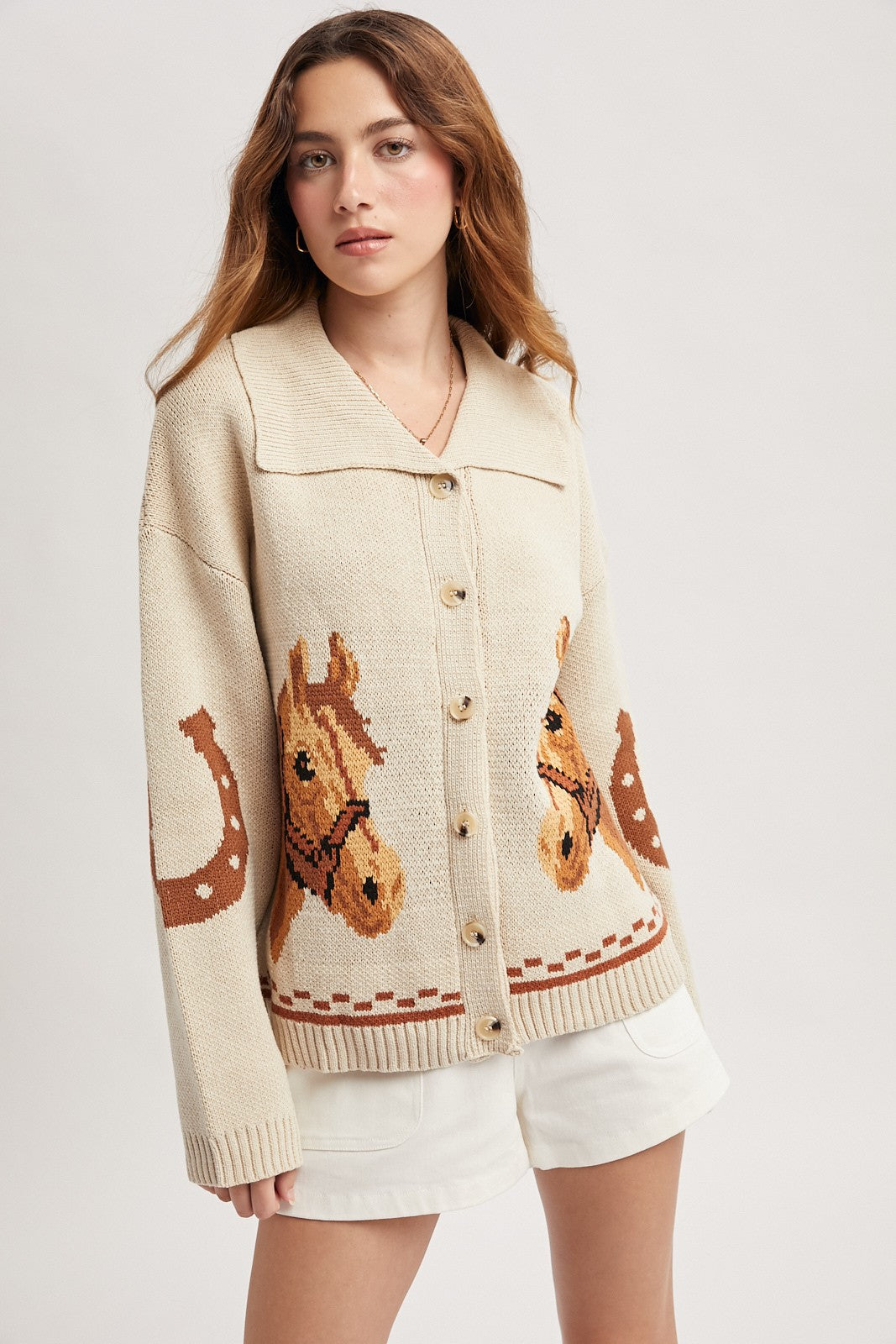 Horse Graphic Buttoned Cardigan by wishlist