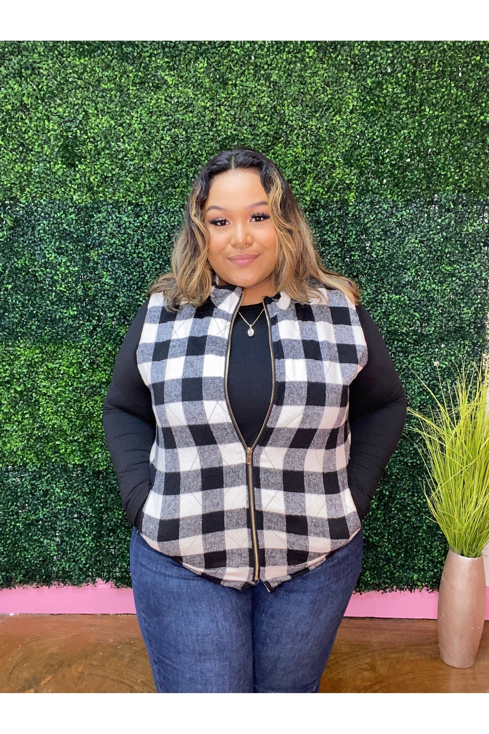 Plaid Zip Up Vest