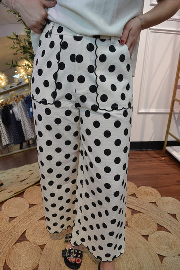 Sweet Charm Scallop Polka Dot Pants By Jodifl