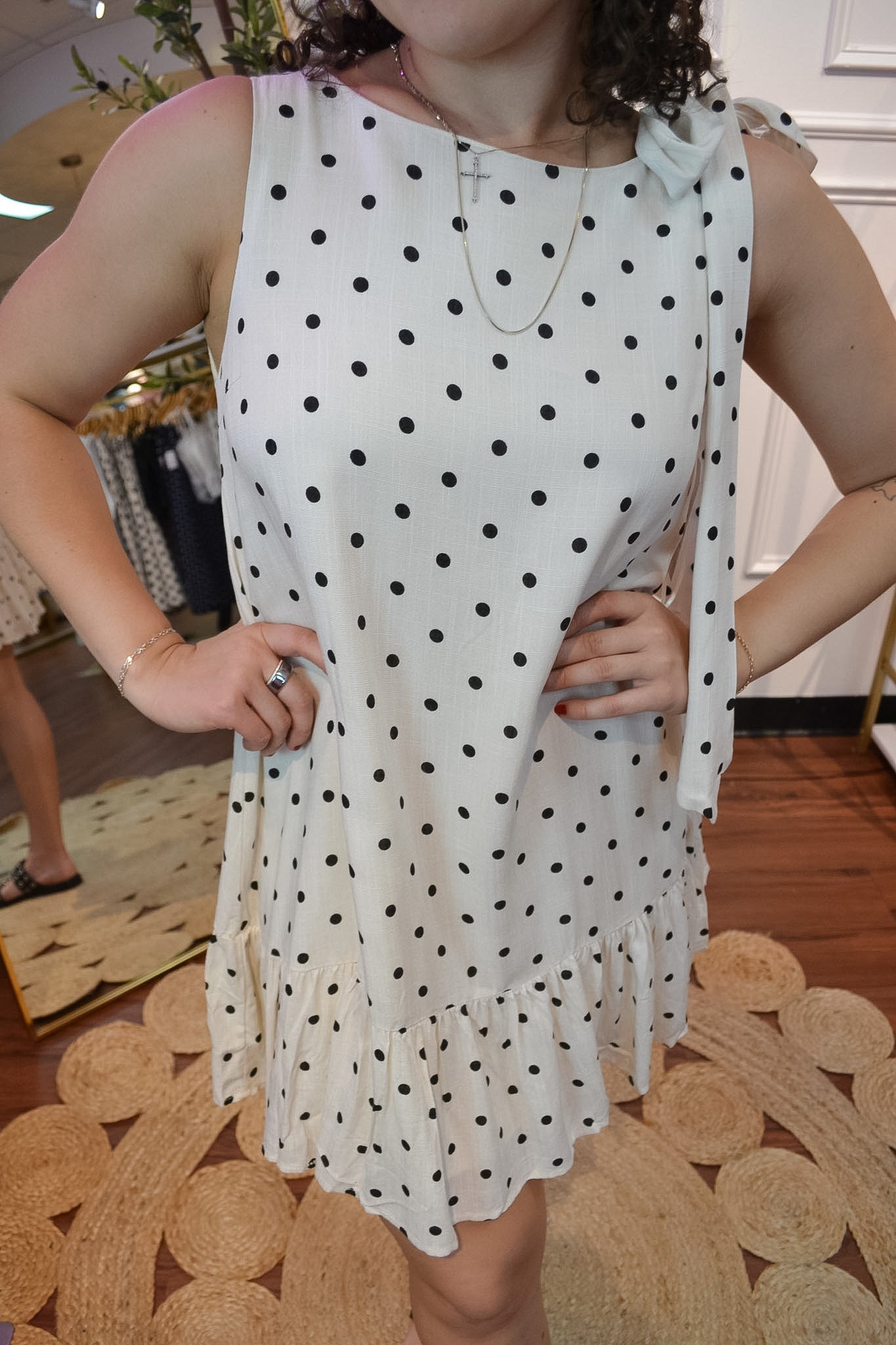 Sweet Spot Polka Bow Mini Dress By Able
