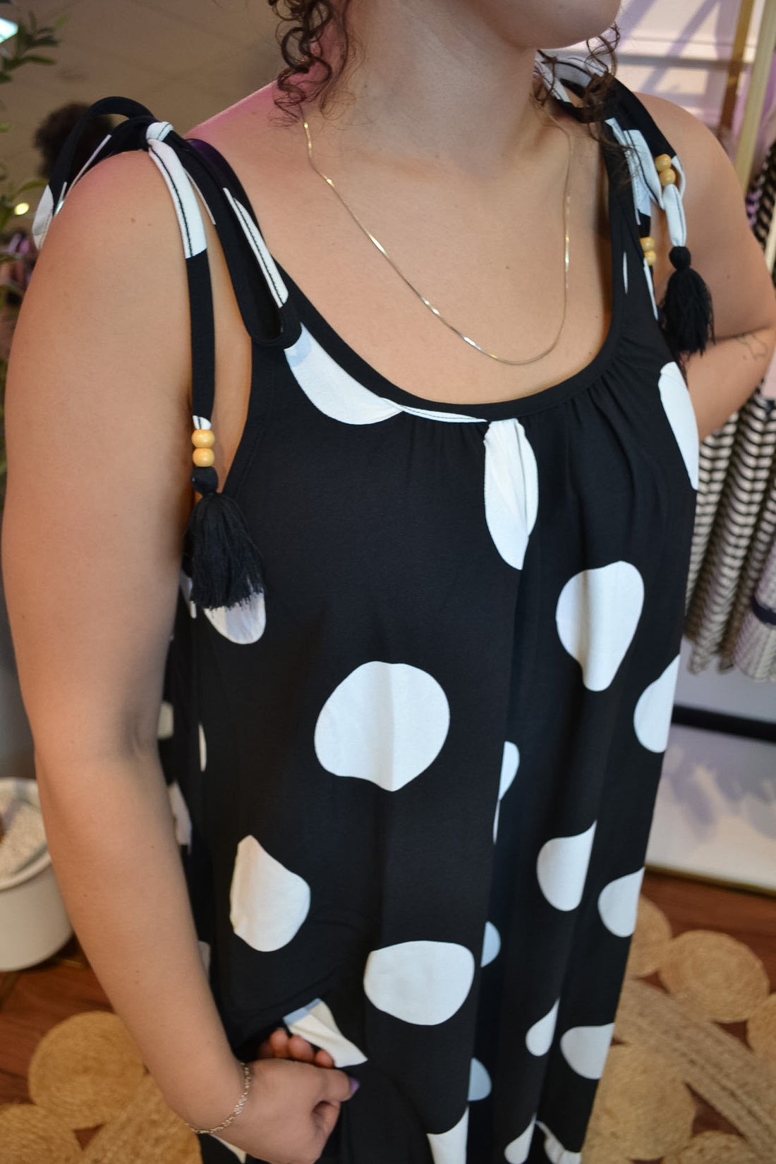 Black Polka Dot Maxi Dress By Oddi